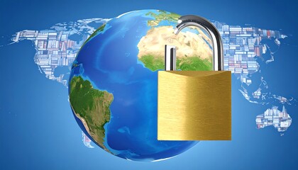 Giant Unlocked Padlock, Globe of Books, Data, Freedom of Information