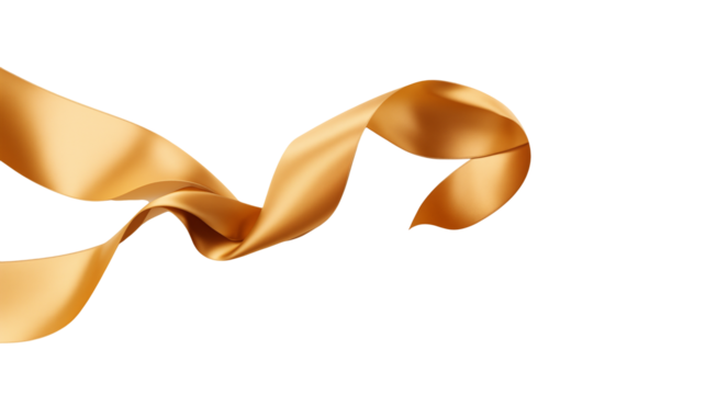 Elegant Golden Ribbon Swirling on transparent Background