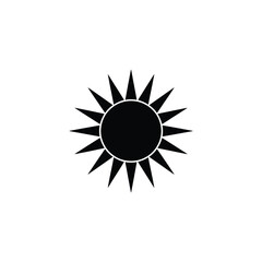 Naklejka premium Black and White Sun Icon with Sharp Rays on a White Background
