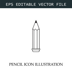 Pencil Icon Black and White Vector Design Image Illustration
