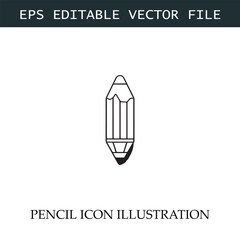 Pencil Icon Black and White Vector Design Image Illustration

