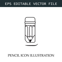 Pencil Icon Black and White Vector Design Image Illustration

