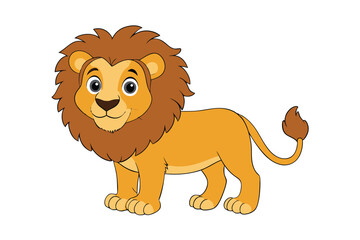 Cartoon lion with fluffy golden mane roaring vector art illustration © raton
