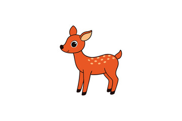 Fun cartoon deer with spotted back in forest vector art illustration