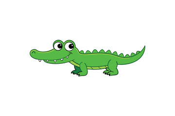 Jungle crocodile cartoon with big friendly smile vector art illustration
