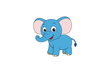 Playful cartoon elephant with big floppy ears vector art illustration