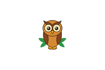 Smiling cartoon owl in bright jungle setting vector art illustration