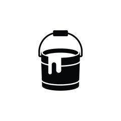 Black Paint Bucket with White Paint Dripping Down Isolated on White Background