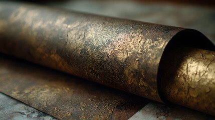 Obraz premium Dusty bronze foil with antique texture and faded shine