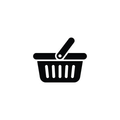 Black Shopping Basket Icon Simple Illustration of Commerce and Retail Symbolism for Design Projects