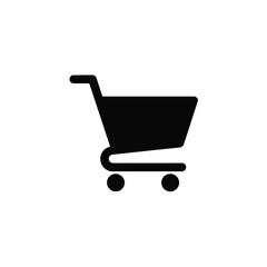 Black Shopping Cart Icon Ecommerce, Retail, and Grocery Symbol Isolated on White