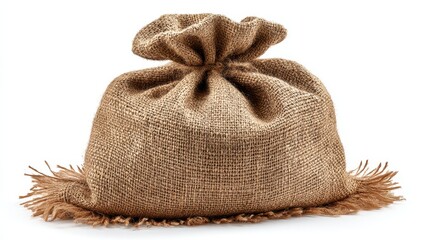 Burlap sack on white background