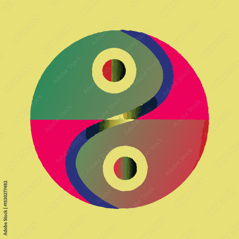 Poster abstract yin yang symbol with colorful gradients design
