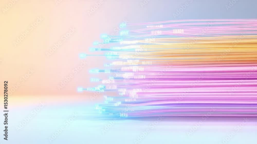 Poster abstract fiber optics: a mesmerizing display of illuminated fiber optic cables in a gradient color s