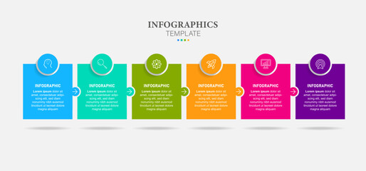 Vector infographic numbered process chart template. 6 steps