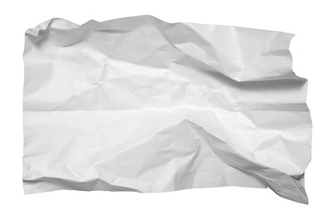 white crumpled paper sheet isolated on transparent png background,poster design template or mockup.	