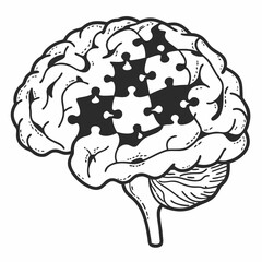Fototapeta premium Human brain with puzzle pieces representing mental health