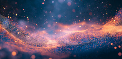 On a dark background, colorful light spots and bands interweave, like a dreamy nebula, creating a romantic and mysterious atmosphere, suitable for creative design scenarios.