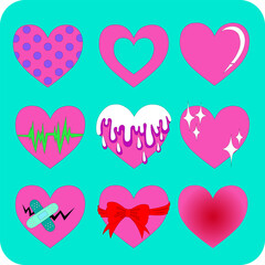 Pink Heart Hand Drawing set
