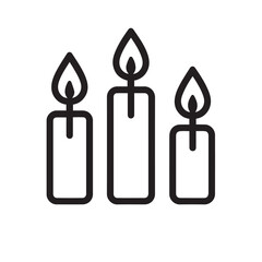  Candle Line Icon &ndash; Three Burning Candles Outline for Celebration or Spiritual Use