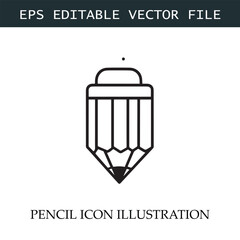 Pencil Icon Black and White Vector Design Image Illustration
