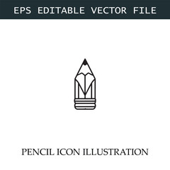 Pencil Icon Black and White Vector Design Image Illustration
