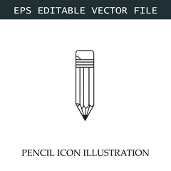 Pencil Icon Black and White Vector Design Image Illustration
