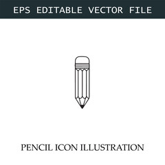 Pencil Icon Black and White Vector Design Image Illustration
