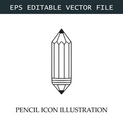 Pencil Icon Black and White Vector Design Image Illustration
