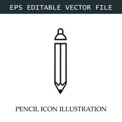 Pencil Icon Black and White Vector Design Image Illustration
