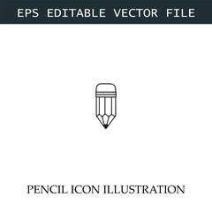 Pencil Icon Black and White Vector Design Image Illustration
