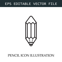 Pencil Icon Black and White Vector Design Image Illustration
