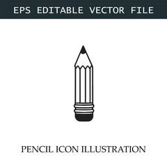 Pencil Icon Black and White Vector Design Image Illustration

