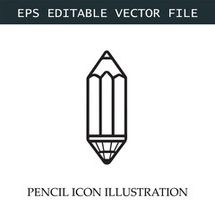 Pencil Icon Black and White Vector Design Image Illustration
