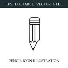 Pencil Icon Black and White Vector Design Image Illustration
