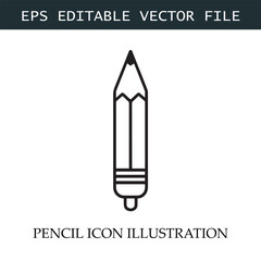 Pencil Icon Black and White Vector Design Image Illustration
