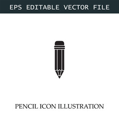 Pencil Icon Black and White Vector Design Image Illustration
