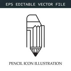 Pencil Icon Black and White Vector Design Image Illustration

