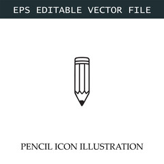 Pencil Icon Black and White Vector Design Image Illustration
