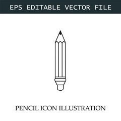 Pencil Icon Black and White Vector Design Image Illustration
