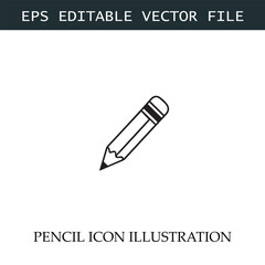 Pencil Icon Black and White Vector Design Image Illustration
