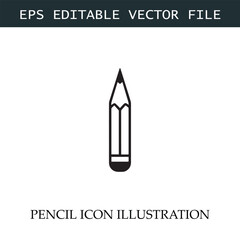 Pencil Icon Black and White Vector Design Image Illustration
