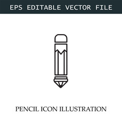 Pencil Icon Black and White Vector Design Image Illustration
