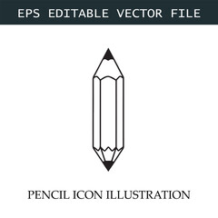 Pencil Icon Black and White Vector Design Image Illustration
