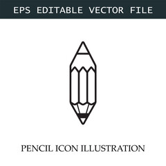 Pencil Icon Black and White Vector Design Image Illustration
