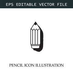 Pencil Icon Black and White Vector Design Image Illustration
