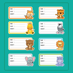 Colorful Animal Themed Name Tags for Kids. Animal School Labels.