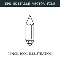 Pencil Icon Black and White Vector Design Image Illustration
