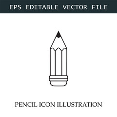 Pencil Icon Black and White Vector Design Image Illustration
