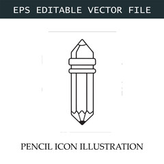 Pencil Icon Black and White Vector Design Image Illustration
